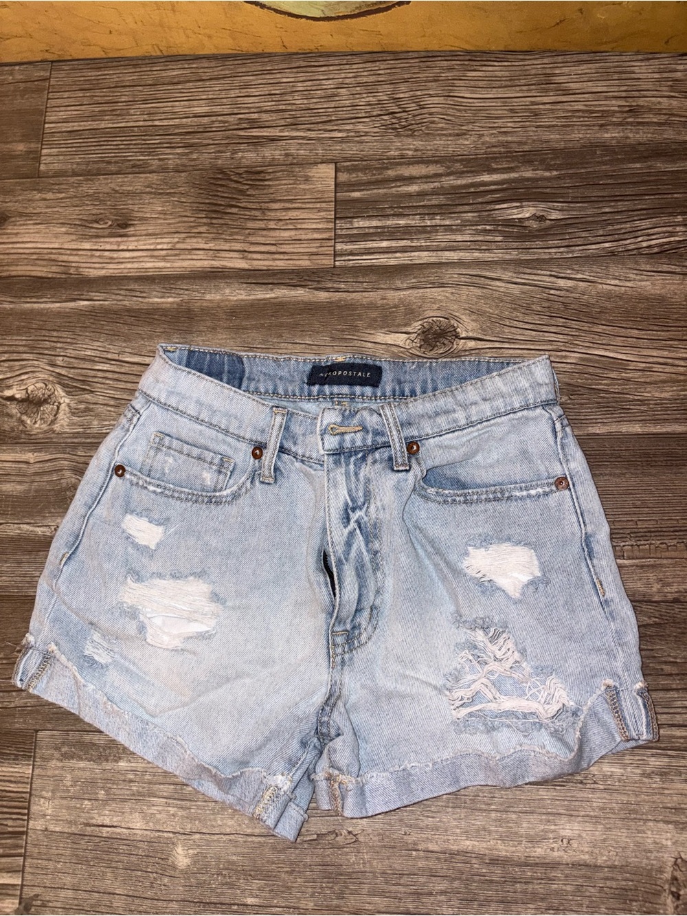 Aeropostale Light Wash Distressed Denim Shorts